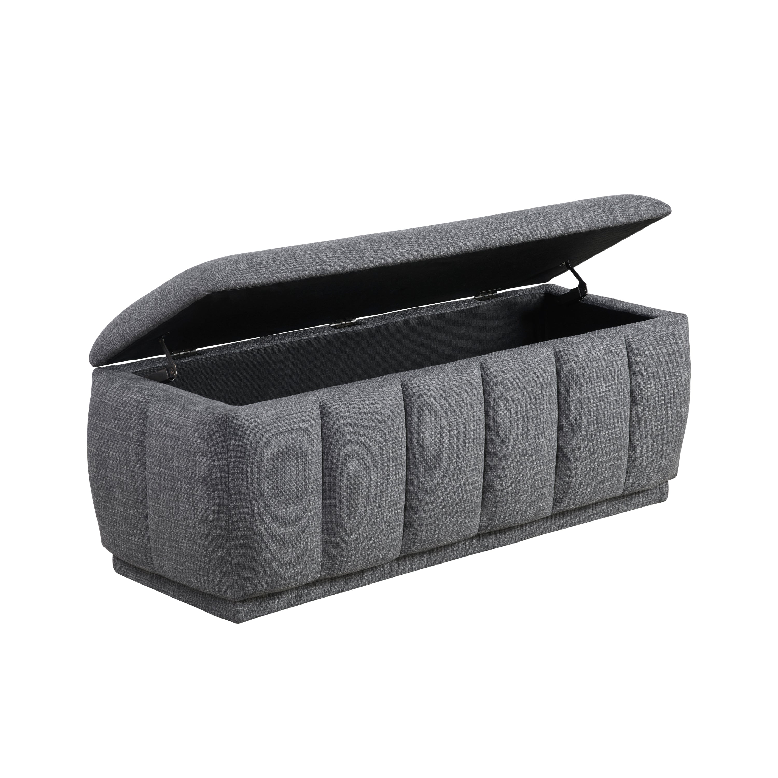 Storage Bench Modern Fabric Gray Plywood Frame No Assembly 47x18x18 In 300 LB