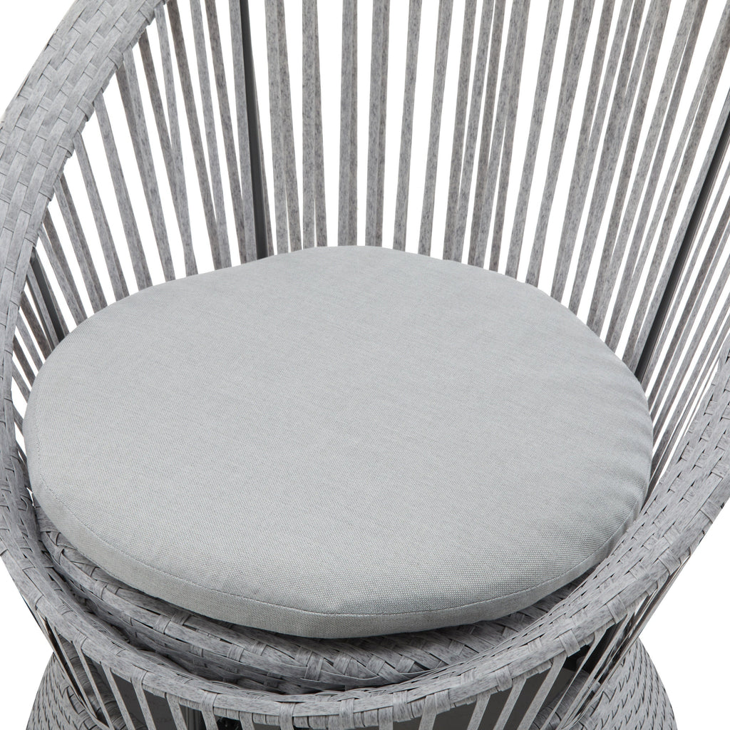 Modern Silver Grey Swivel Wicker Lounge Chair Set with PE Rattan and Iron