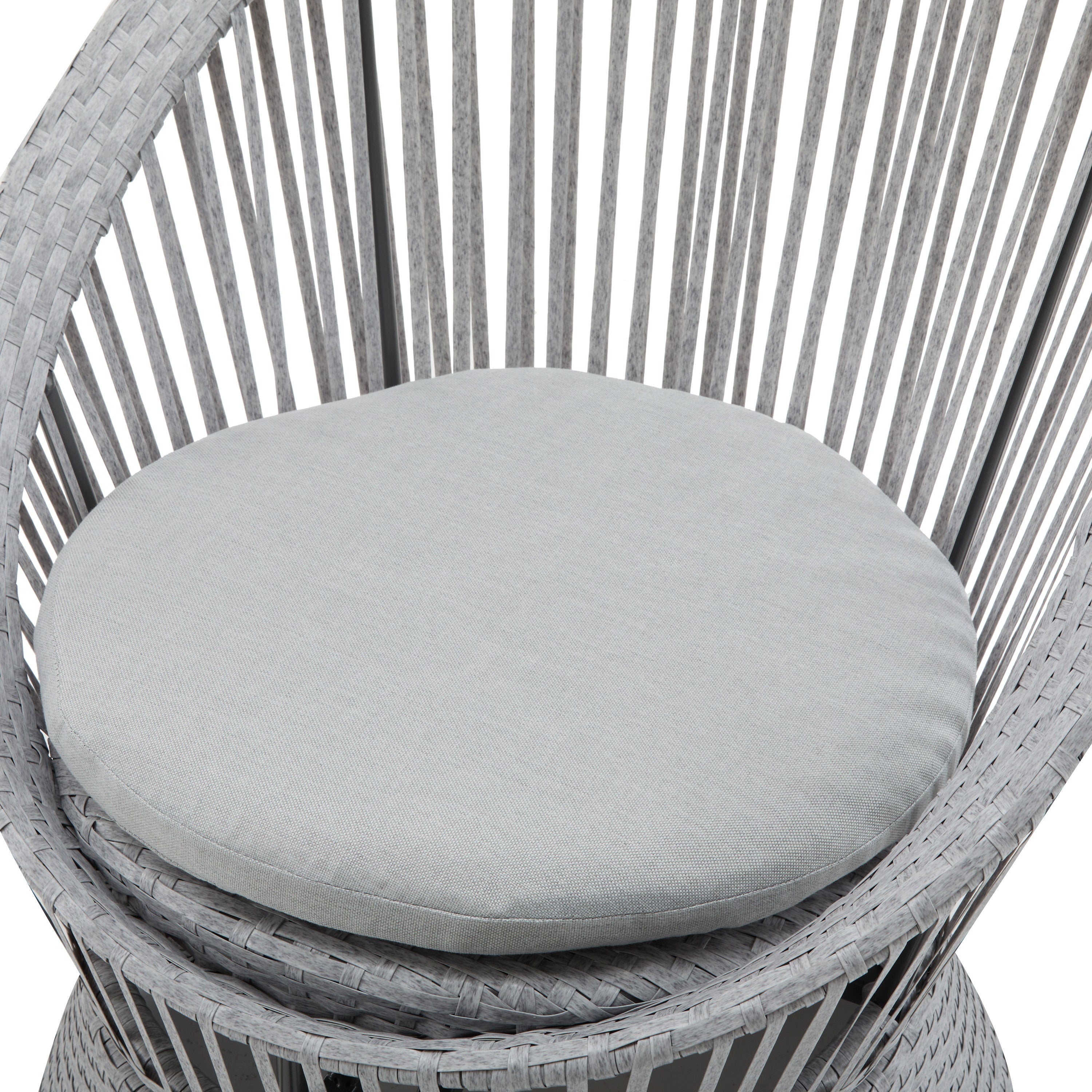 Modern Silver Grey Swivel Wicker Lounge Chair Set with PE Rattan and Iron