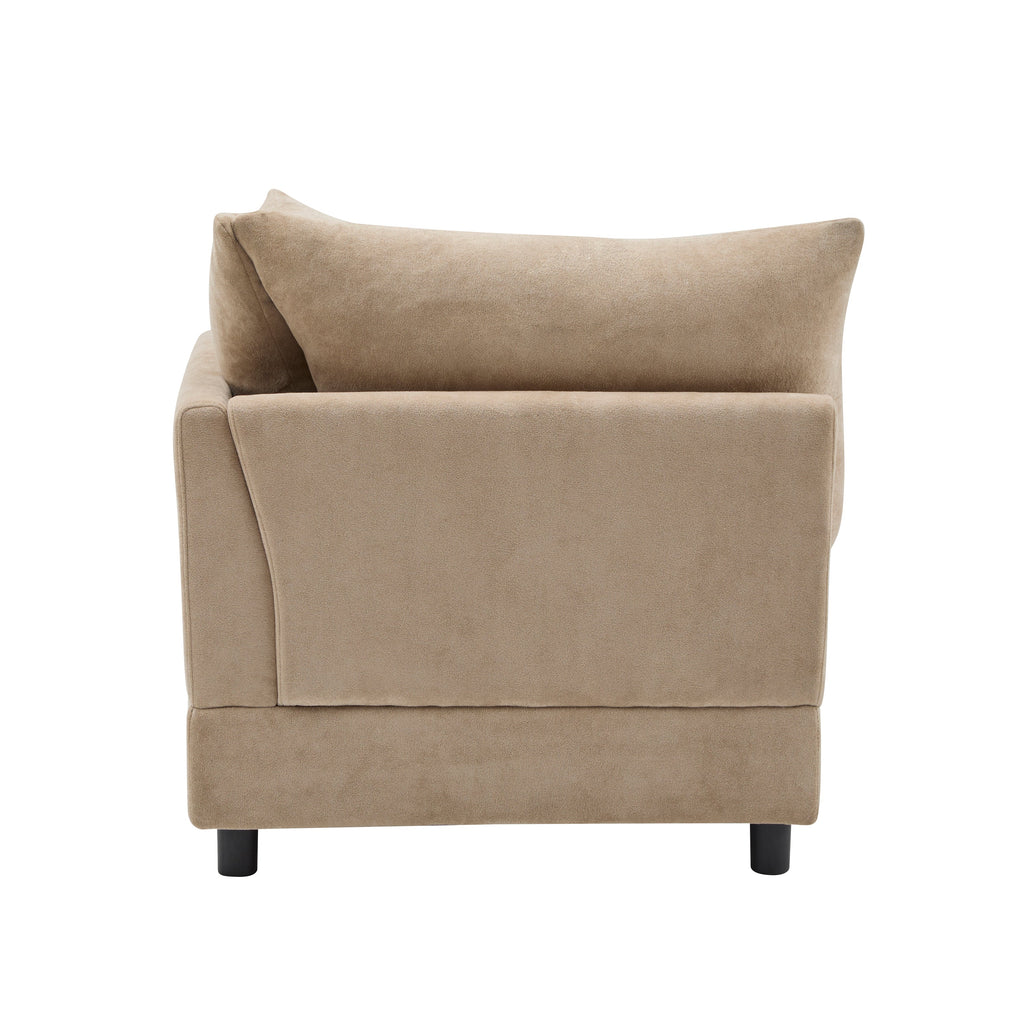 Sectional Sofa Modular Velvet Camel 5 Seat 99 In Eucalyptus Frame