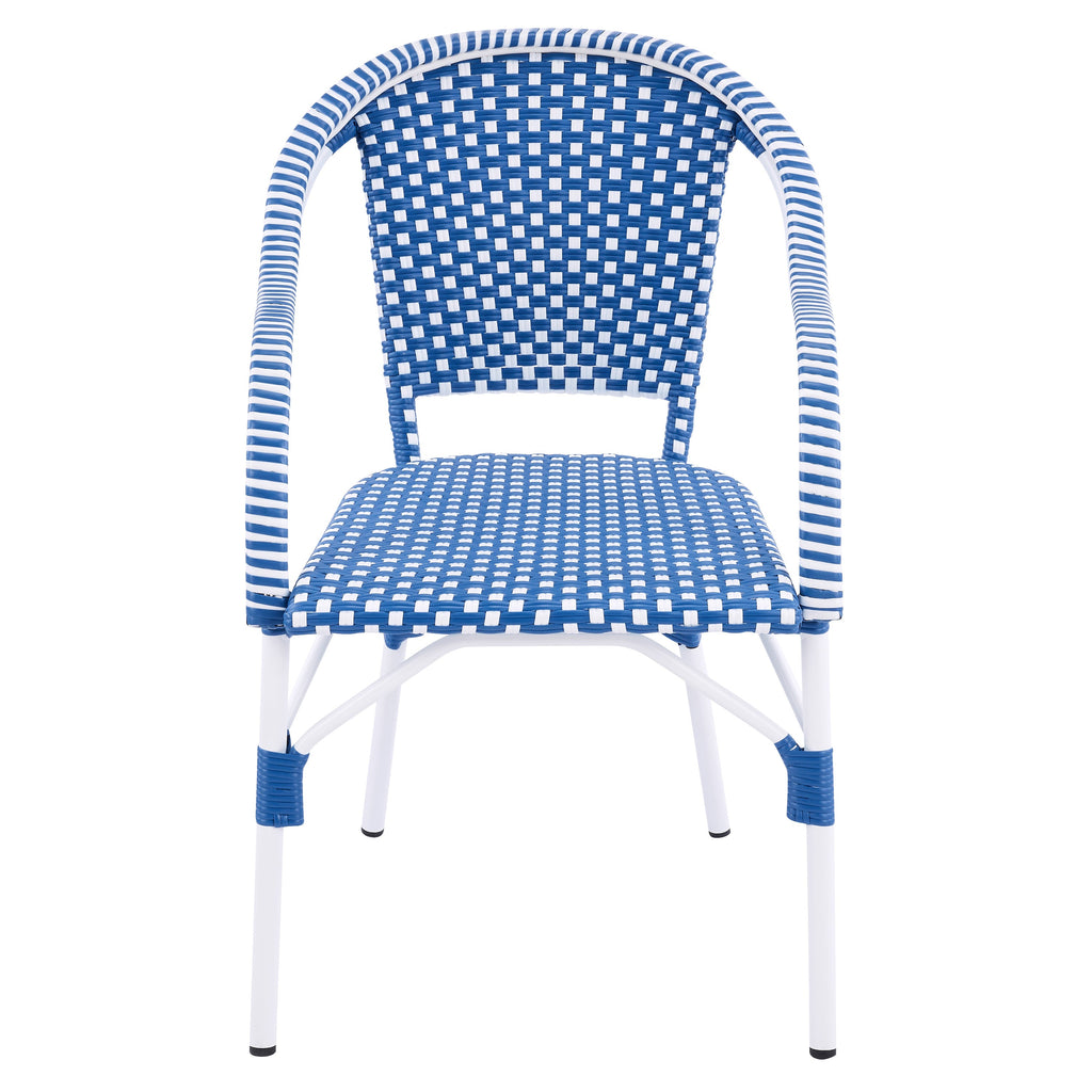 Outdoor Bistro Chairs Patio Dining Chairs Aluminum Frame PP Rattan Armchairs Set of 2