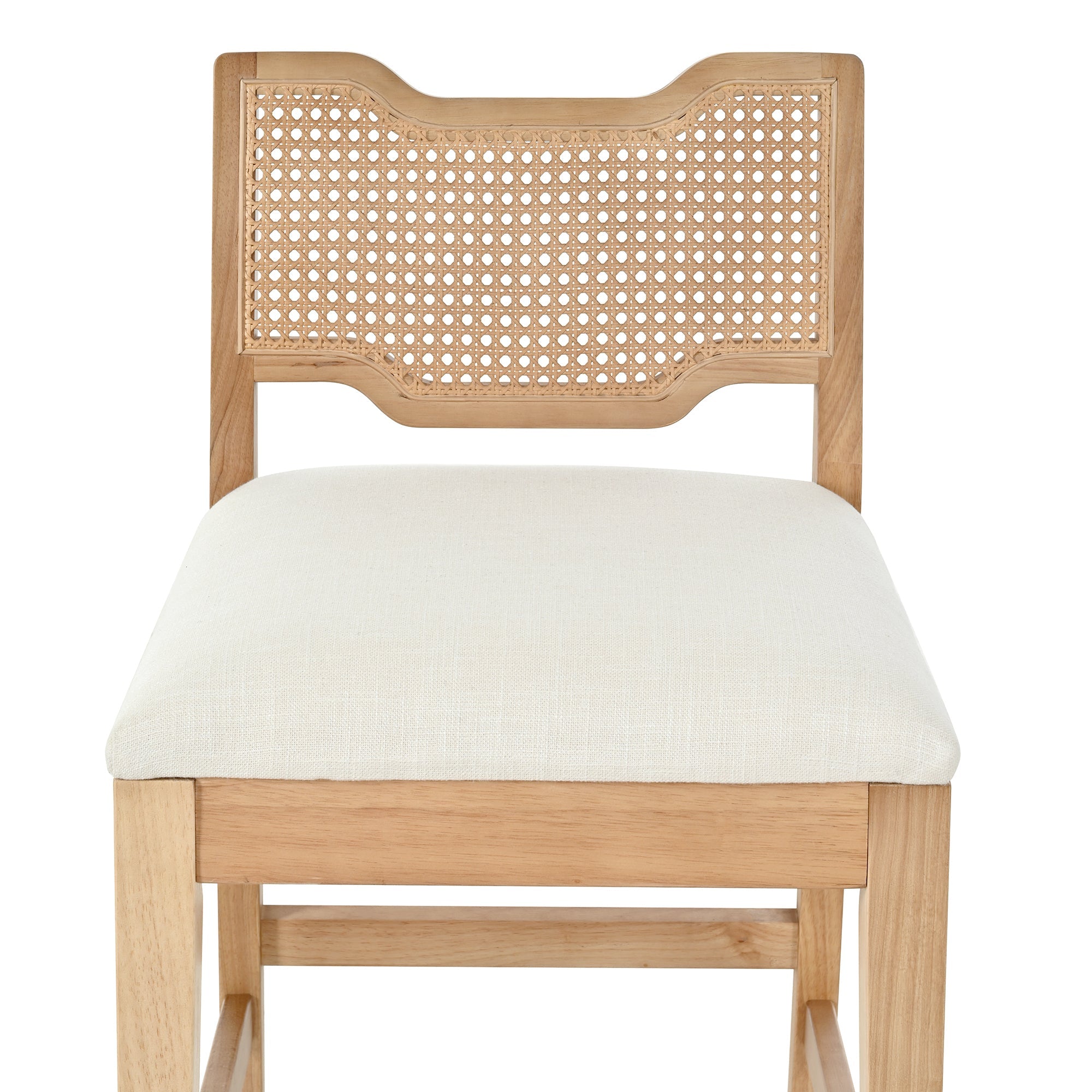 28 in Farmhouse Barstools Set of 2, Upholstered Iron Counter Stools with Rattan Backrest