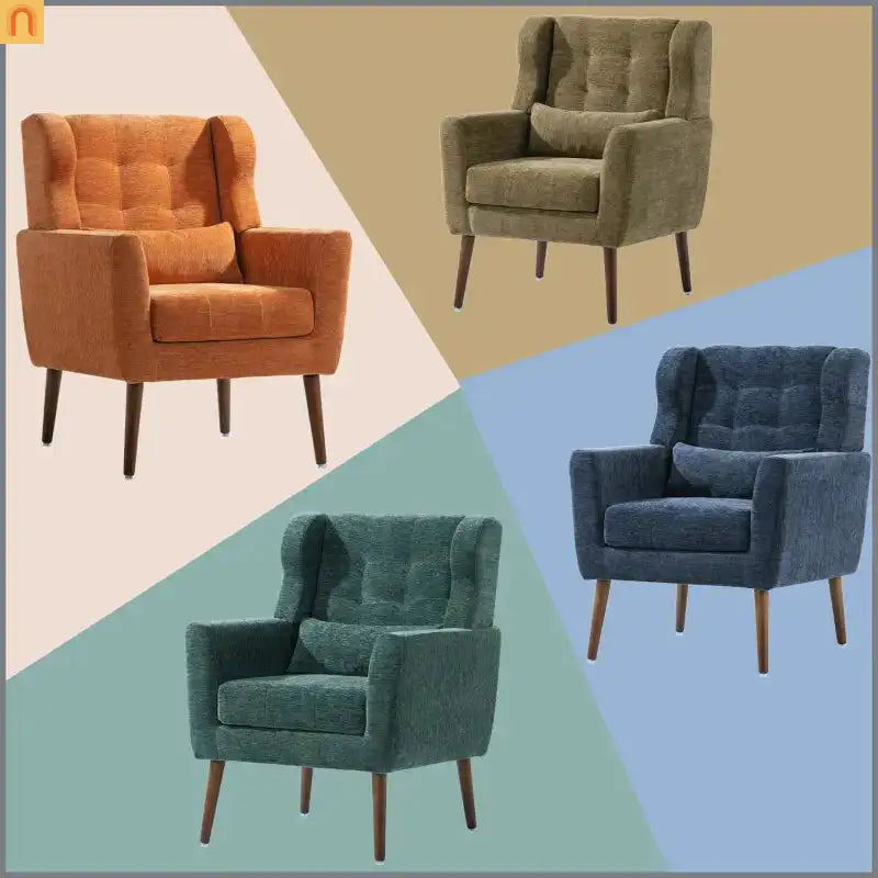 Modern Chenille Orange Accent Chair 28in 275lb