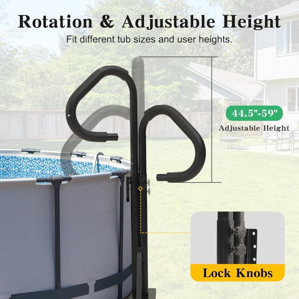 Two-Way Hot Tub Handrail, Aluminum Spa Hand Rail 44''-60'' Adjustable 600 LBS Capacity
