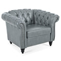 Accent Chair Contemporary PU Leather Gray Birch Legs 39x32x28 In 220 LB