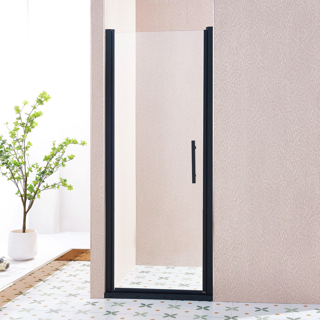 30-31.5in W x 75in H Pivot Single Swing Shower Door, Matte Black, 6mm Glass