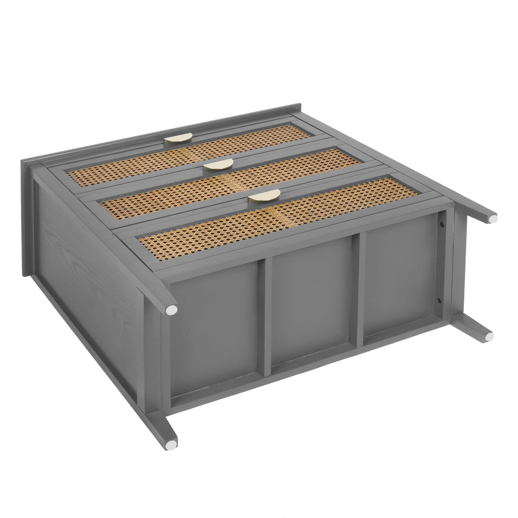 3-Drawer Cabinet - Natural Rattan - Suitable for Bedroom, Living Room, or Study