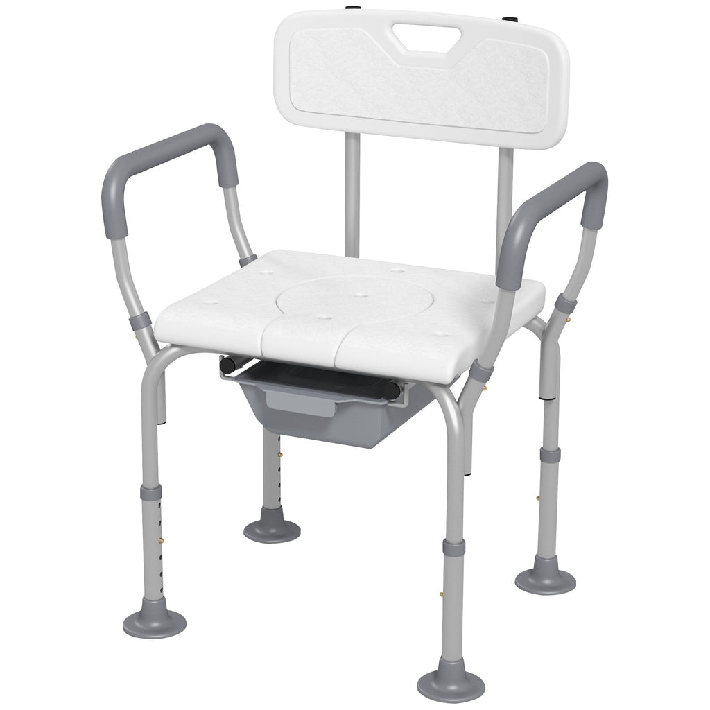 Shower Chair 3-in-1 Aluminum Commode Raised Toilet Seat Adjustable 299 LB