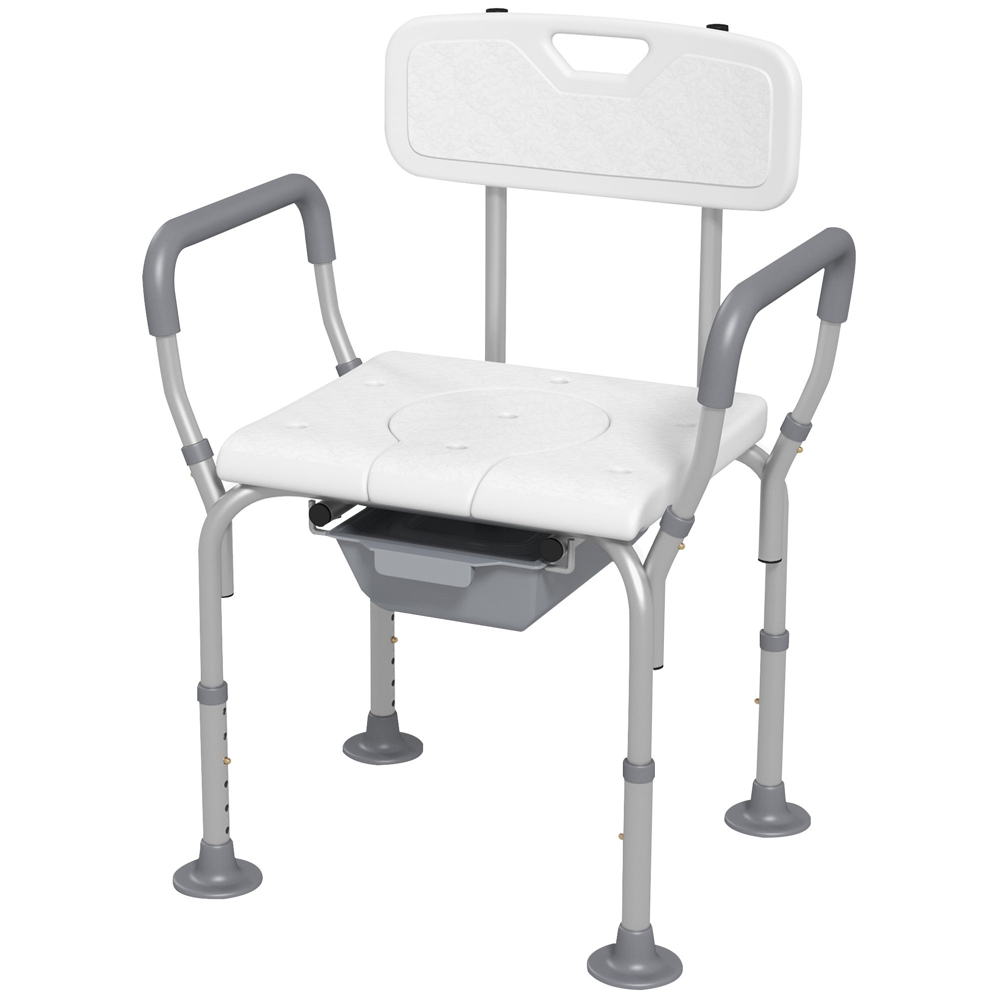 Shower Chair 3-in-1 Aluminum Commode Raised Toilet Seat Adjustable 299 LB