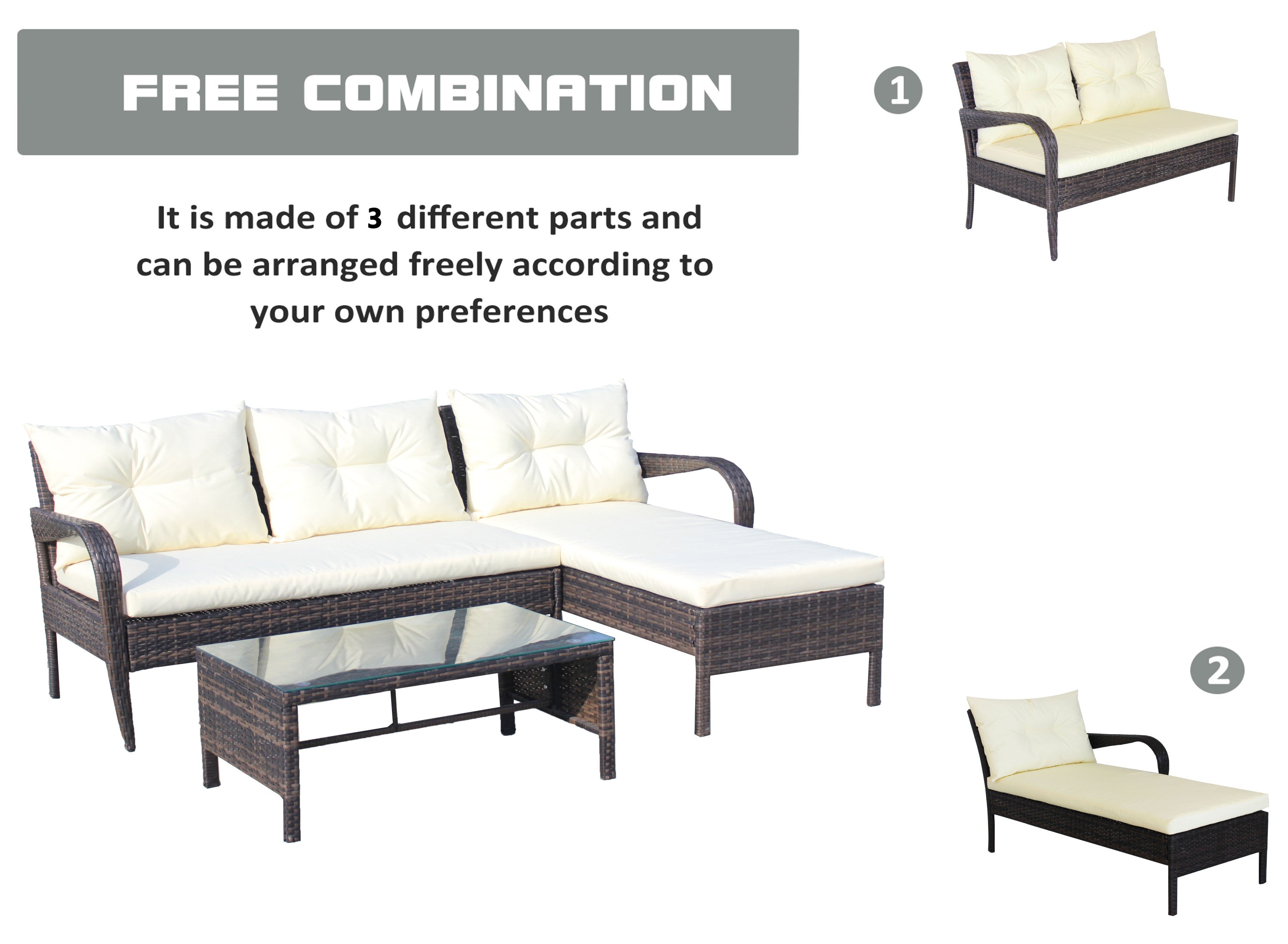 Outdoor Conversation Set PE Rattan 2 Piece Brown