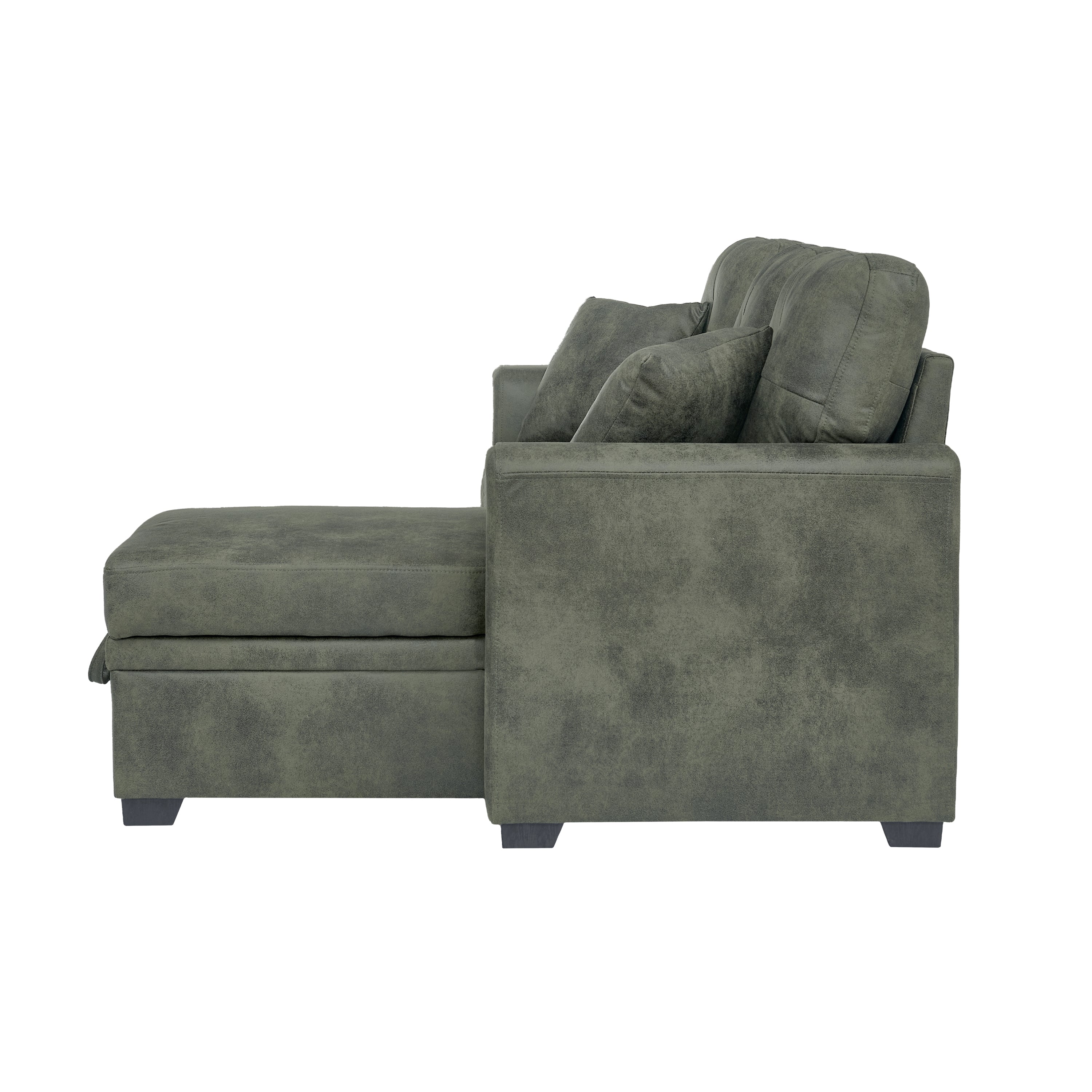 Sectional Sofa L-Shape Olive Green Sleeper 71