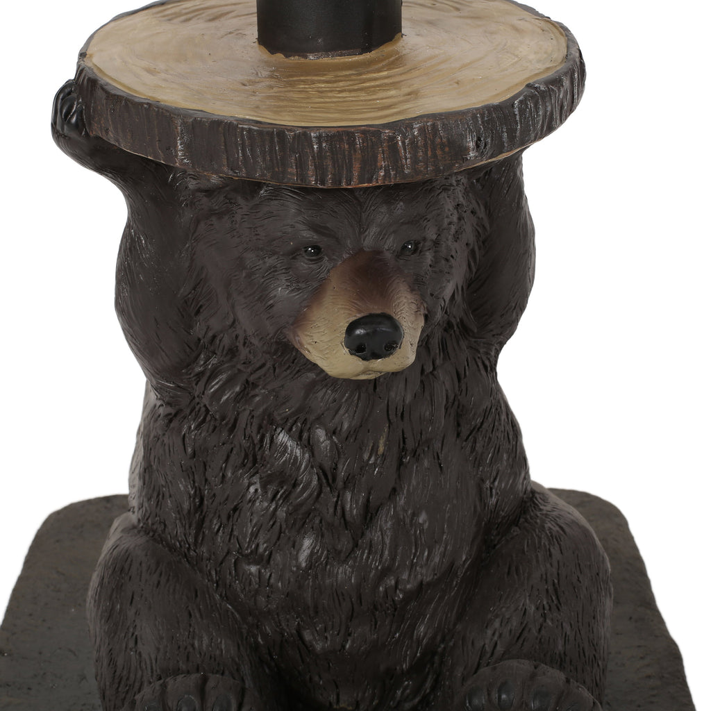 Patio Umbrella Base Bear Shape Concrete Dark Brown 13.5x18 In 56 LB