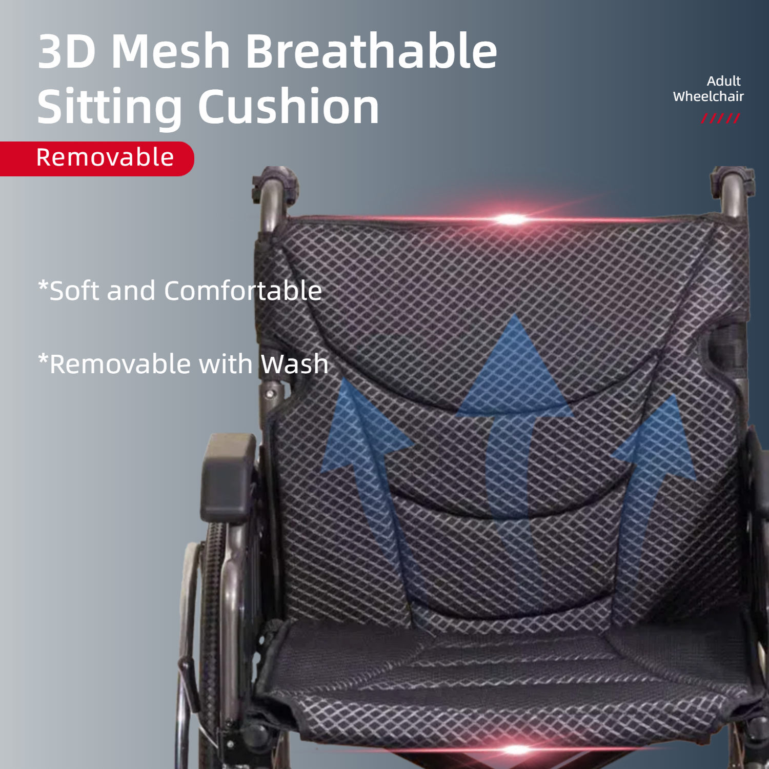 Wheelchair Manual Transport Folding Carbon Steel 20 In Seat Locking Brakes