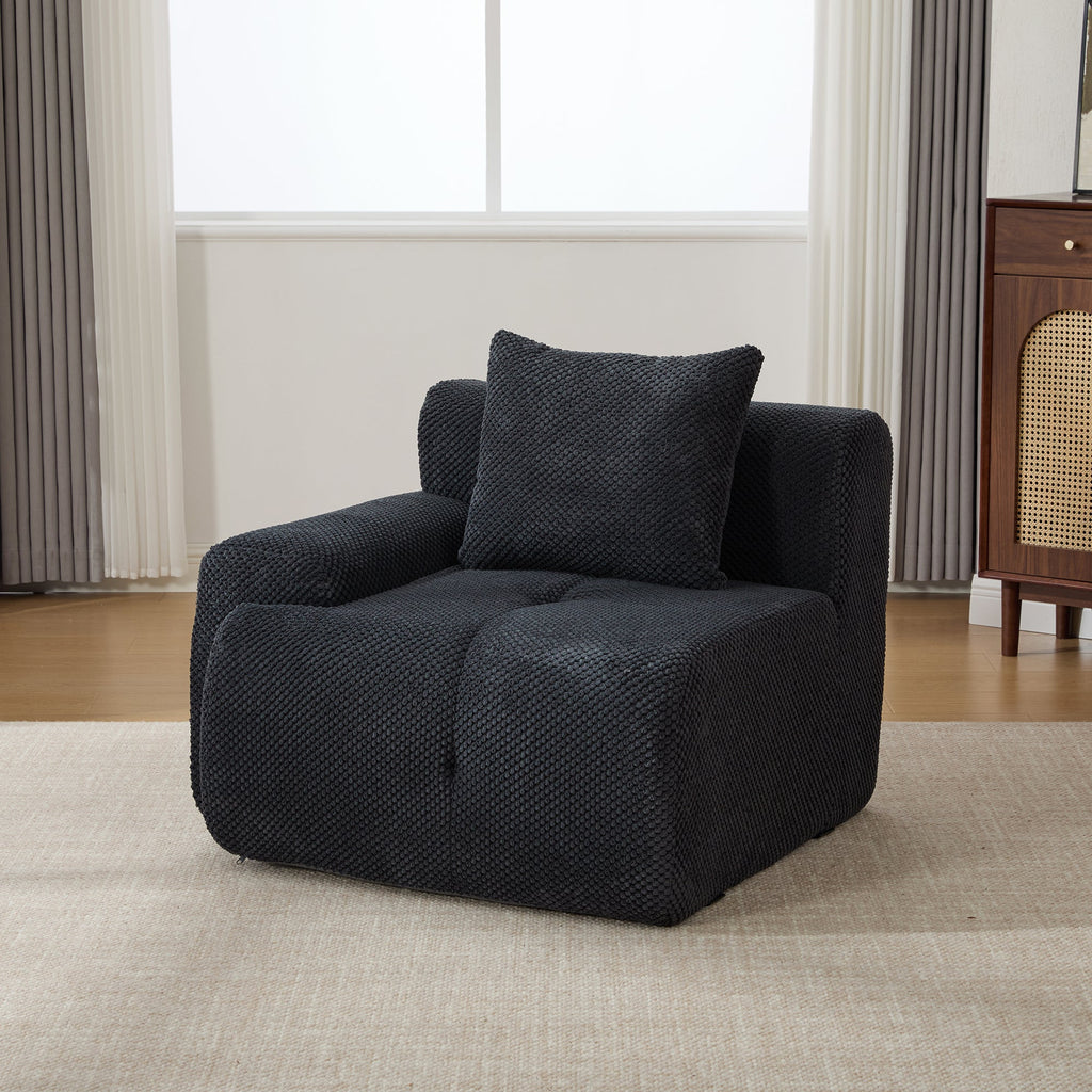 Sectional Sofa Modular 2-Seat Polyester Charcoal Cloud Tufted No Assembly 73 In