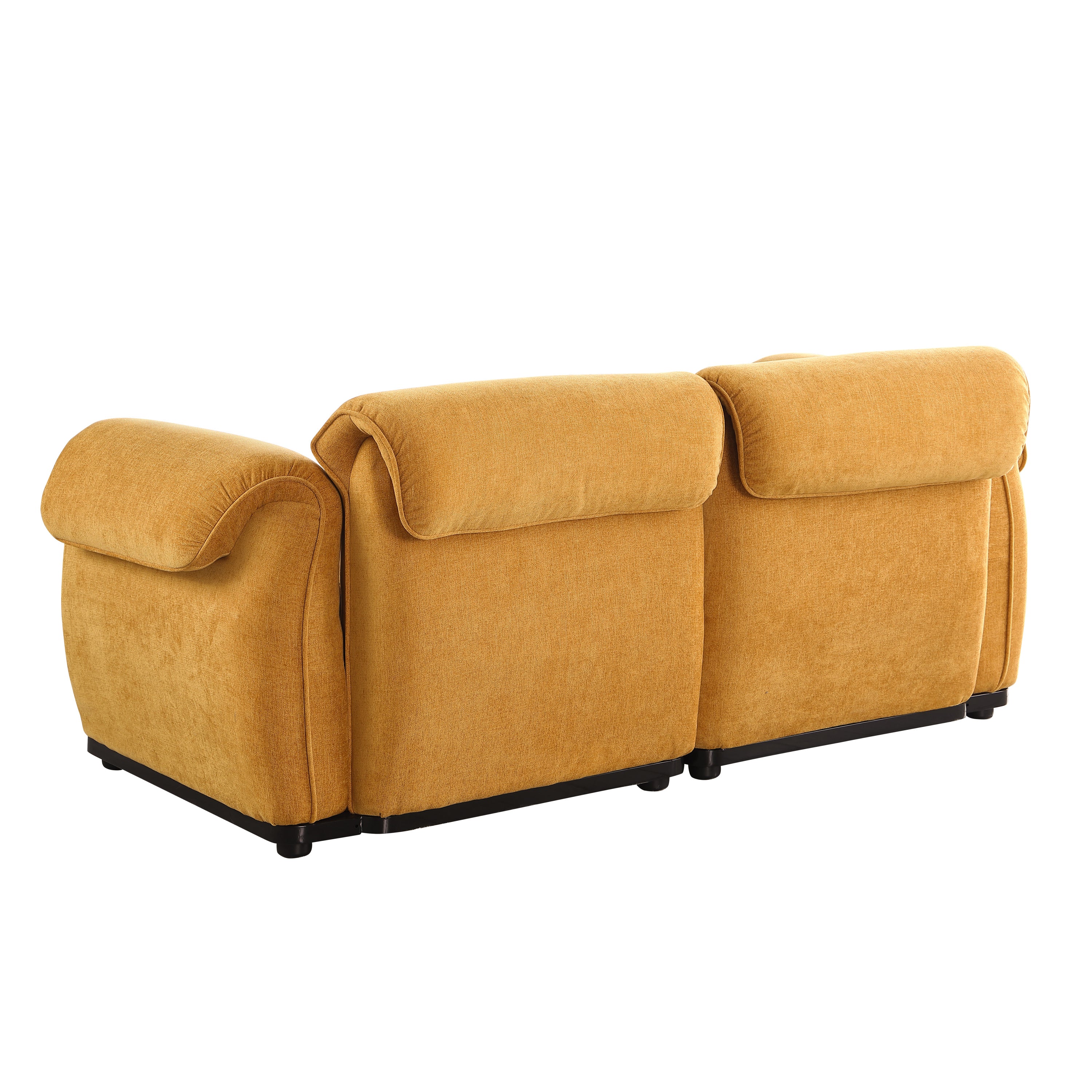 Loveseat Modular Chenille Yellow Iron Frame 2 Seat 68.5 In