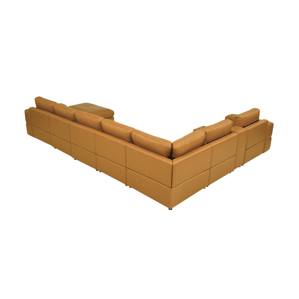Sectional Sofa Modular Leather Match Ginger 8 Seat 159 In