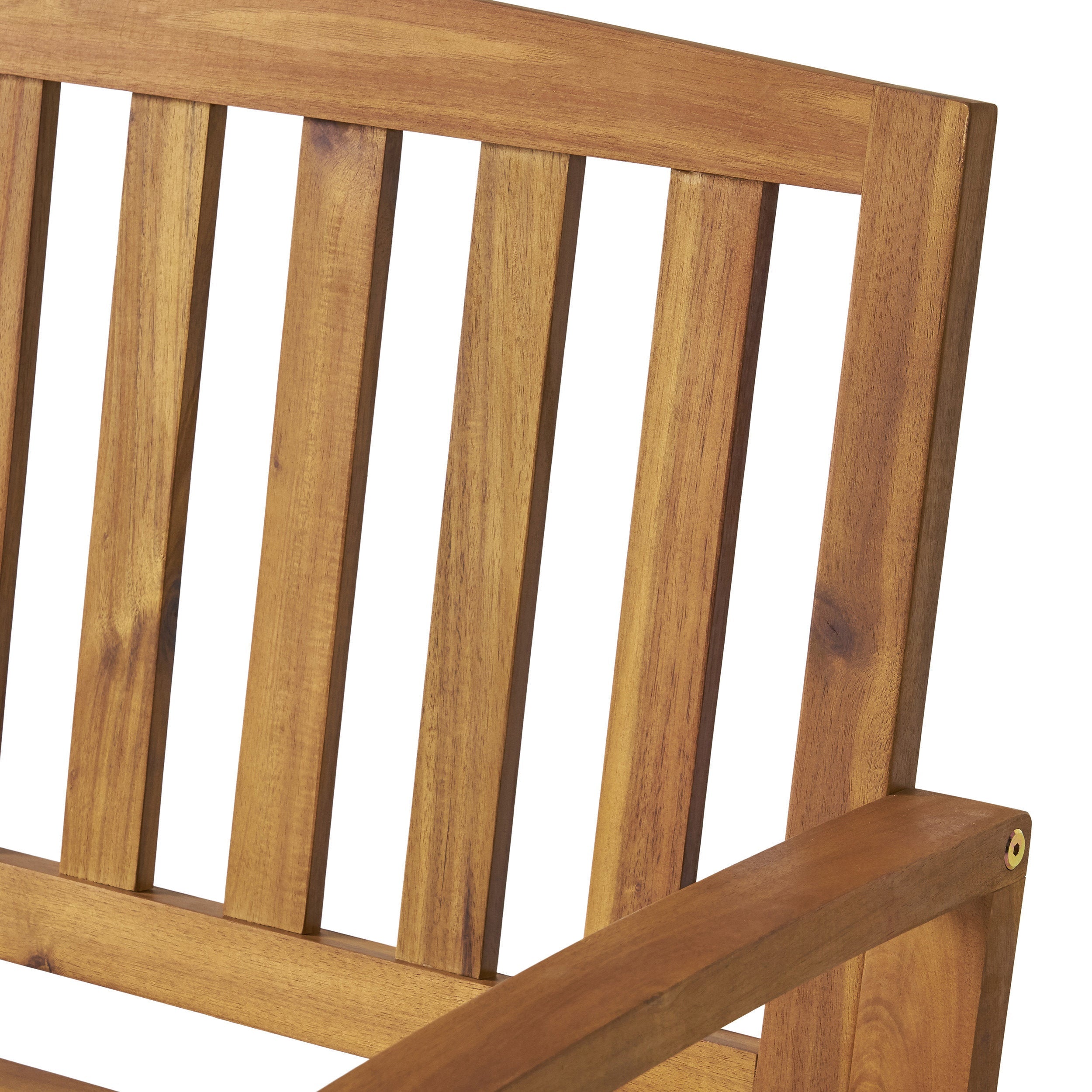 Outdoor Bench Acacia Wood Teak Finish Farmhouse Backrest 48.82x23.62 In 250 LB