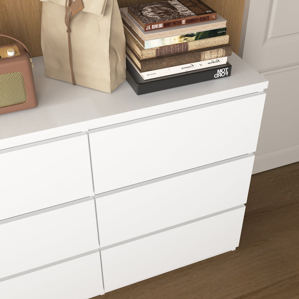 Dresser Modern 9-Drawer White Particle Board Handleless 63x15.74x29.5 In