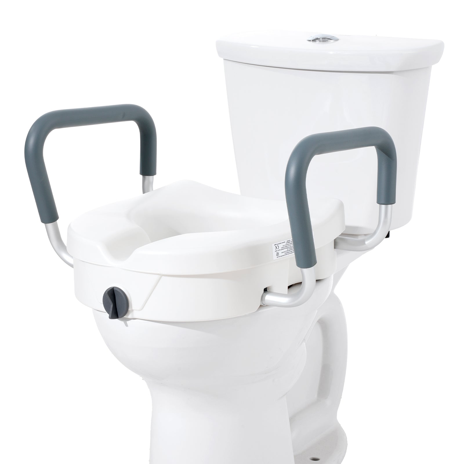 Raised Toilet Seat 5 In Height Padded Armrests Adjustable Twist Lock 350 LB