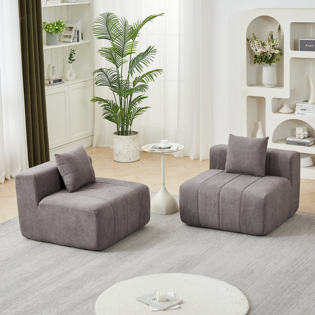 Loveseat Modular Chenille Gray 2 Seat Piano Key Design