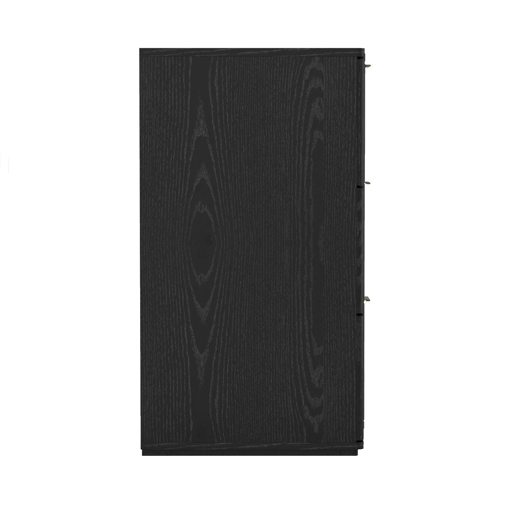 Dresser Modern 6-Drawer Black Gold MDF Sculpted Fronts Metal Handles 72 In