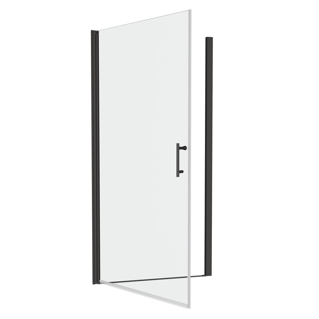 Universal Pivot Shower Door 24x72 Inch Matte Black 1/4' Tempered Glass Outswing
