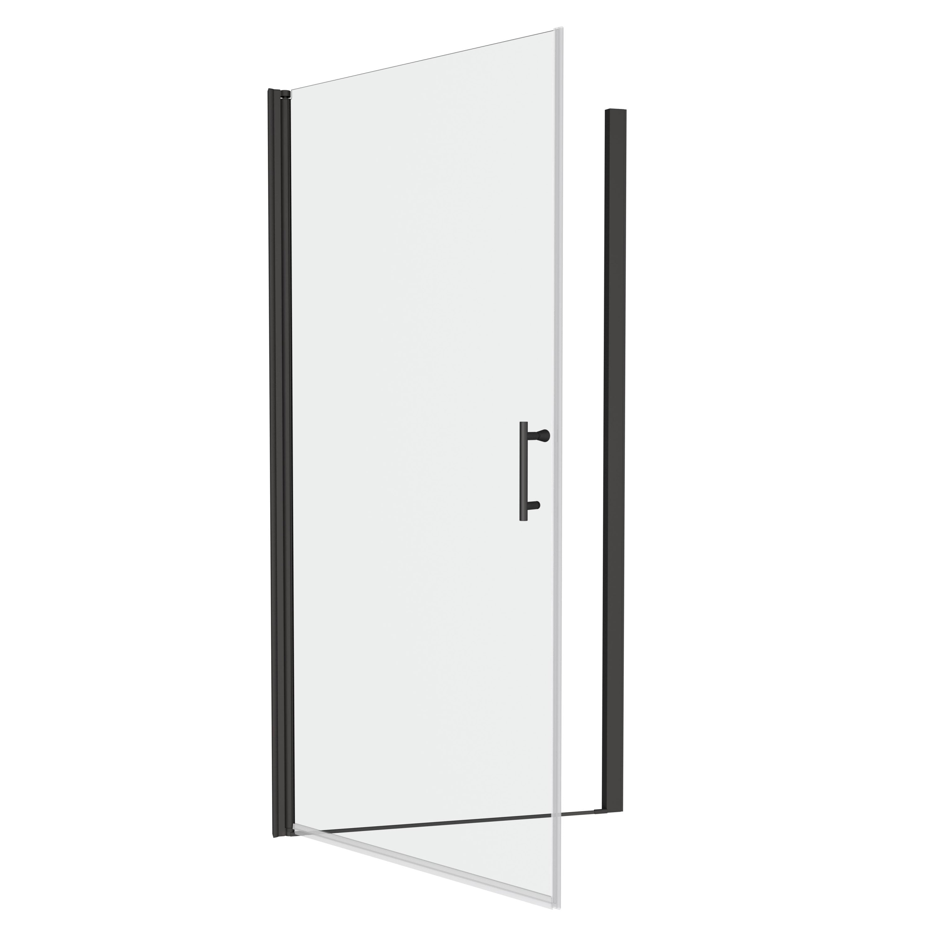 Universal Pivot Shower Door 24x72 Inch Matte Black 1/4' Tempered Glass Outswing
