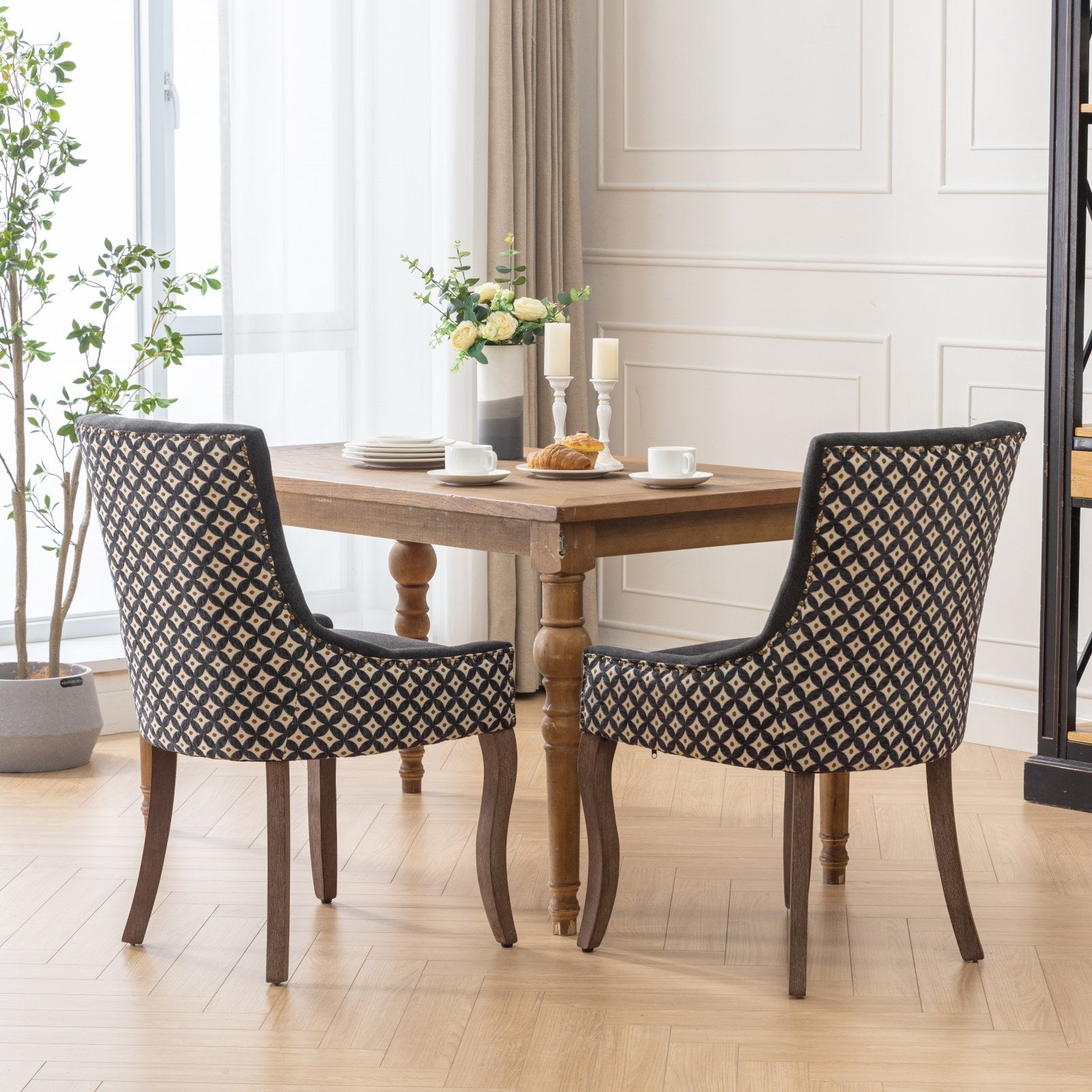 Ultra Side Dining Chair, Thickened fabric chairs with neutrally toned solid