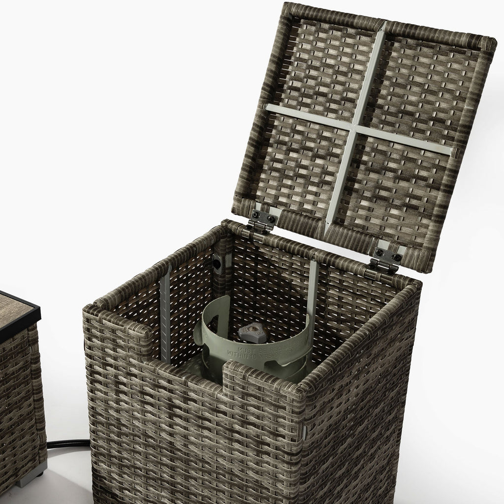 32' Propane Gas Fire Pit Table with Propane Tank Cover, 50000 BTU Rectangular
