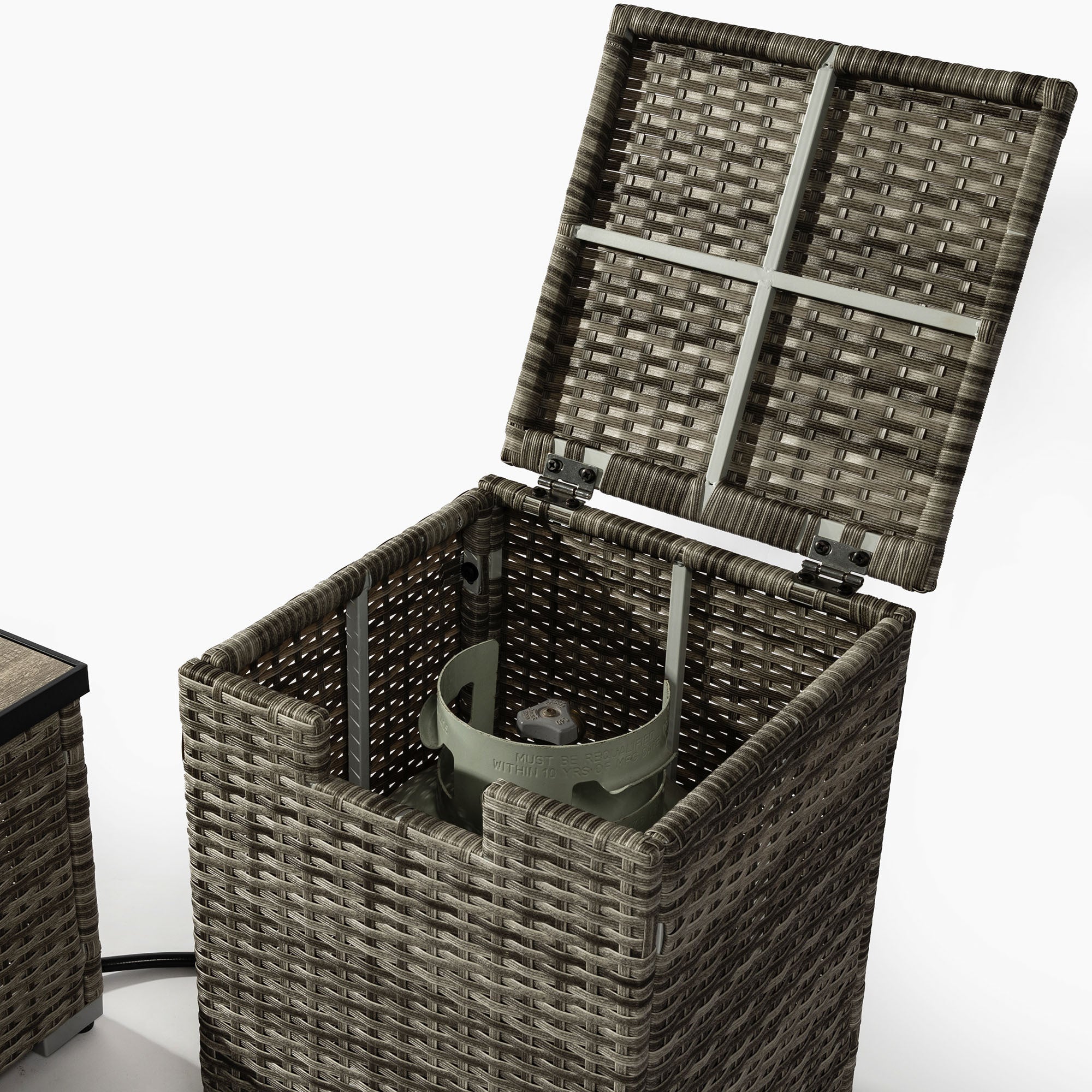32' Propane Gas Fire Pit Table with Propane Tank Cover, 50000 BTU Rectangular