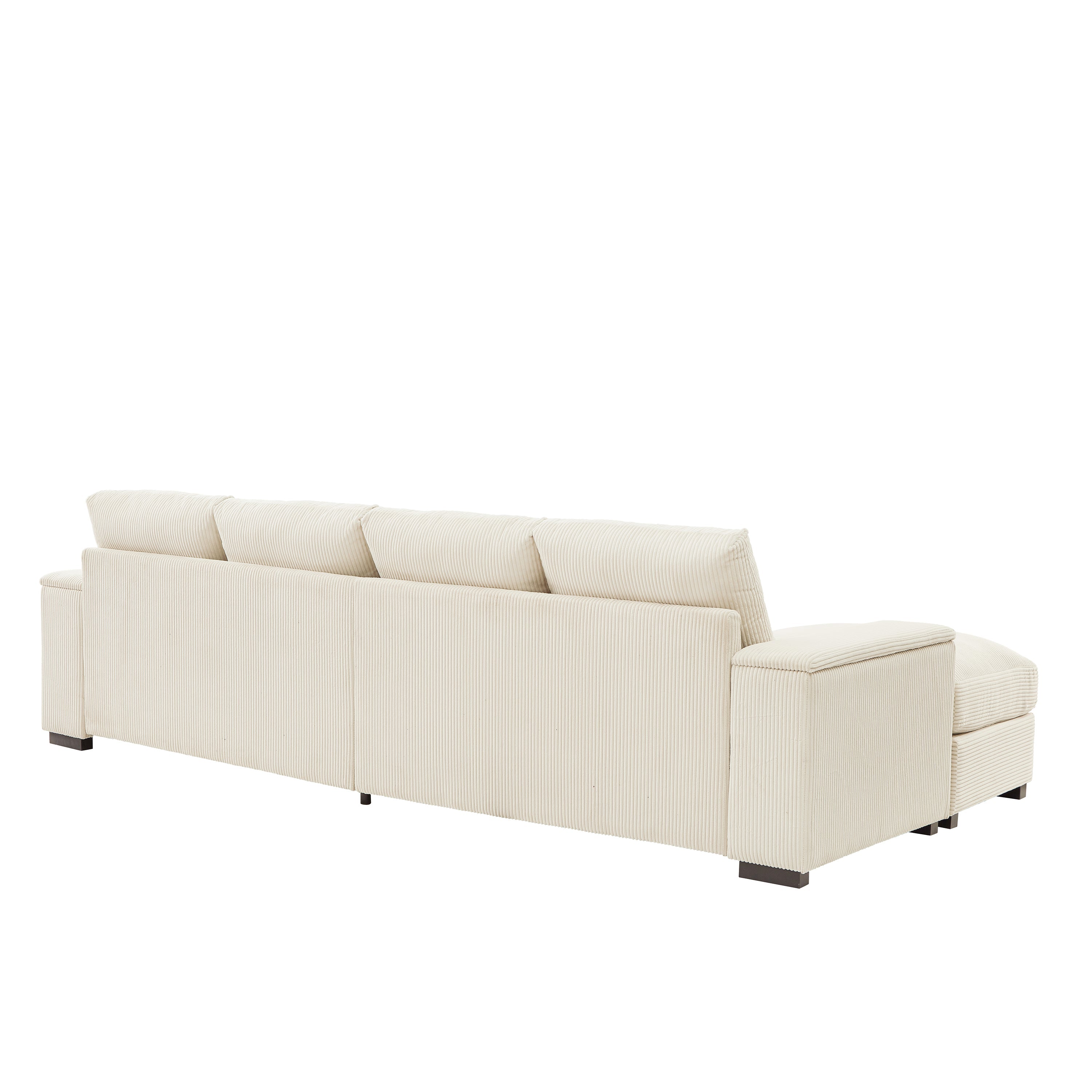 Sectional Sofa U-Shape Corduroy Beige 4 Seat 122 In 2 Ottomans