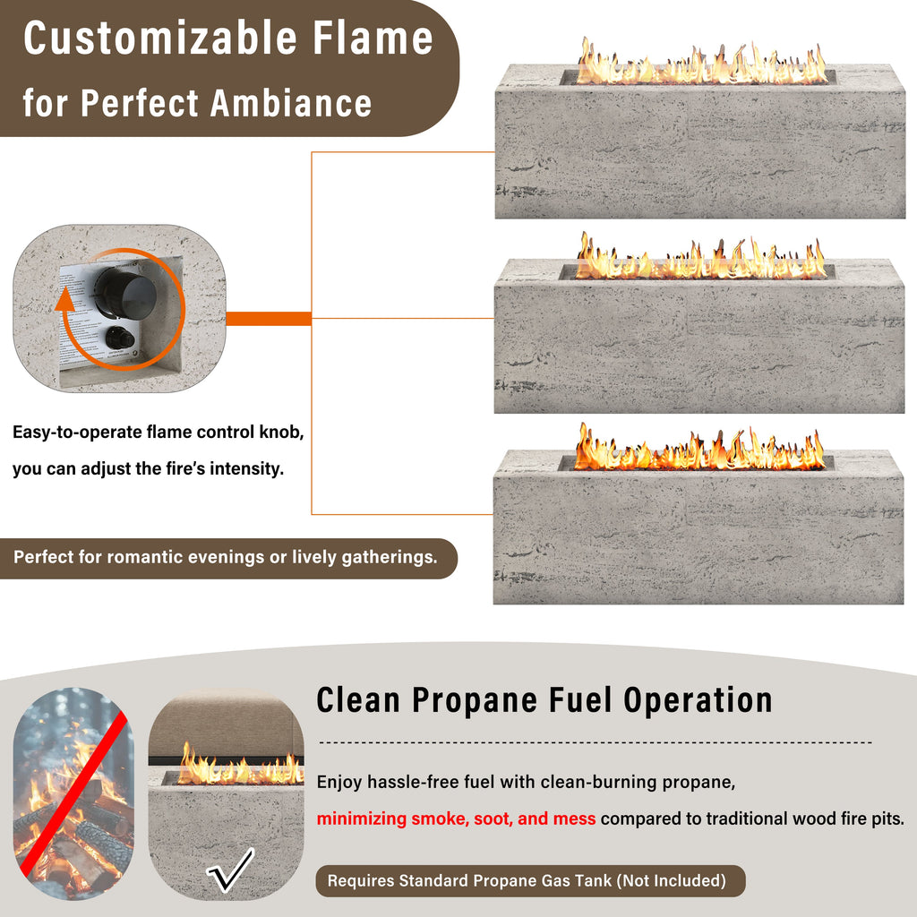 2-in-1 Outdoor Fire Pit and Propane Tank Stand Set 41.9 Inch, Beige Grey