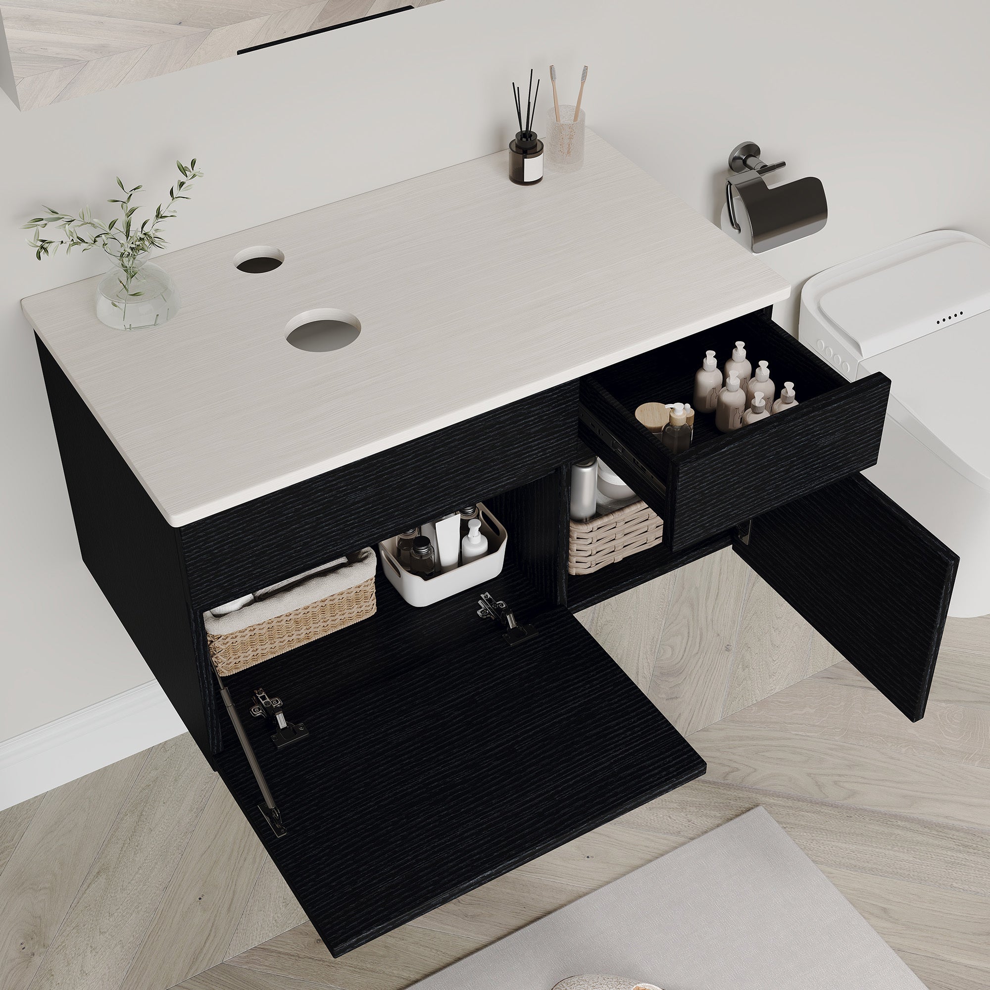 31.5' Modern Wall-Mounted Single Sink Bathroom Vanity Base Only Painted Floating