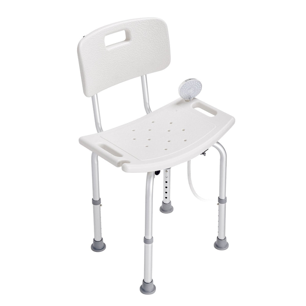 Shower Chair Aluminum 350lb Capacity Adjustable Head Rest