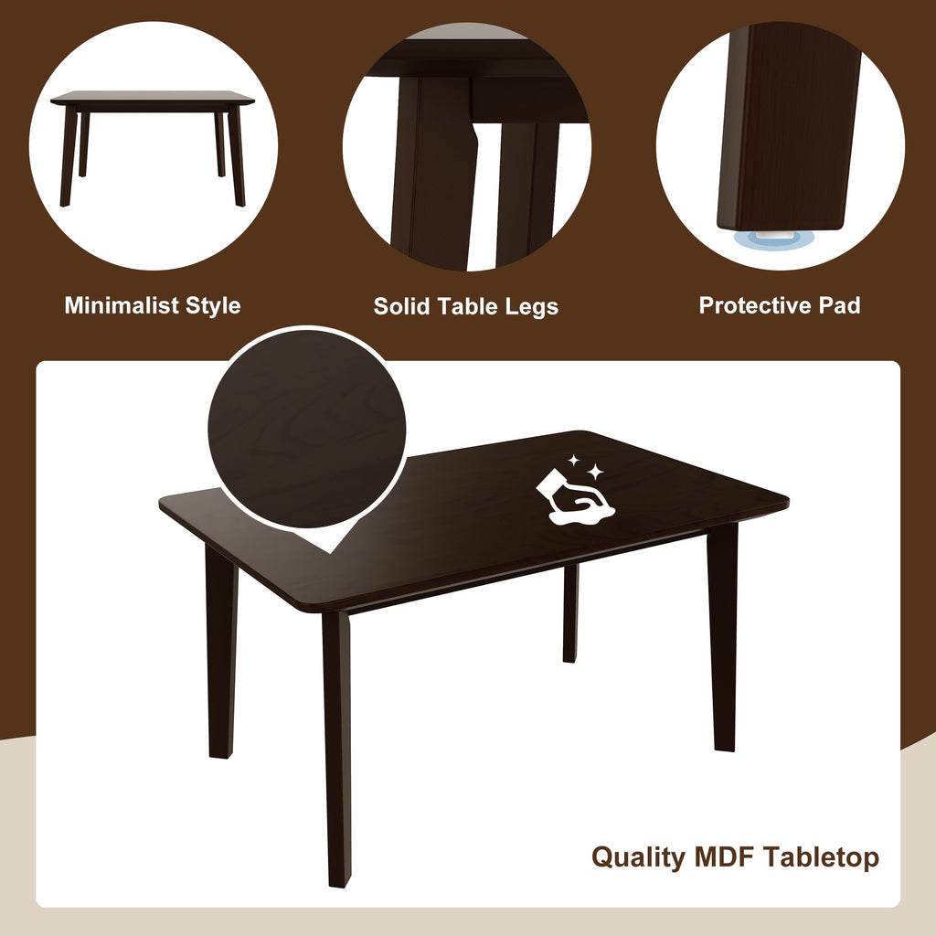Rustic 5-Piece Dining Set - 1 Solid Wood Table + 4 Upholstered Chairs,