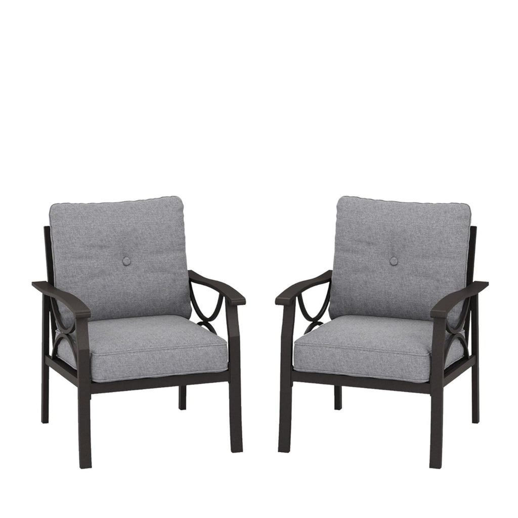 5 Piece Outdoor Patio Set Steel Seats 7 Gray