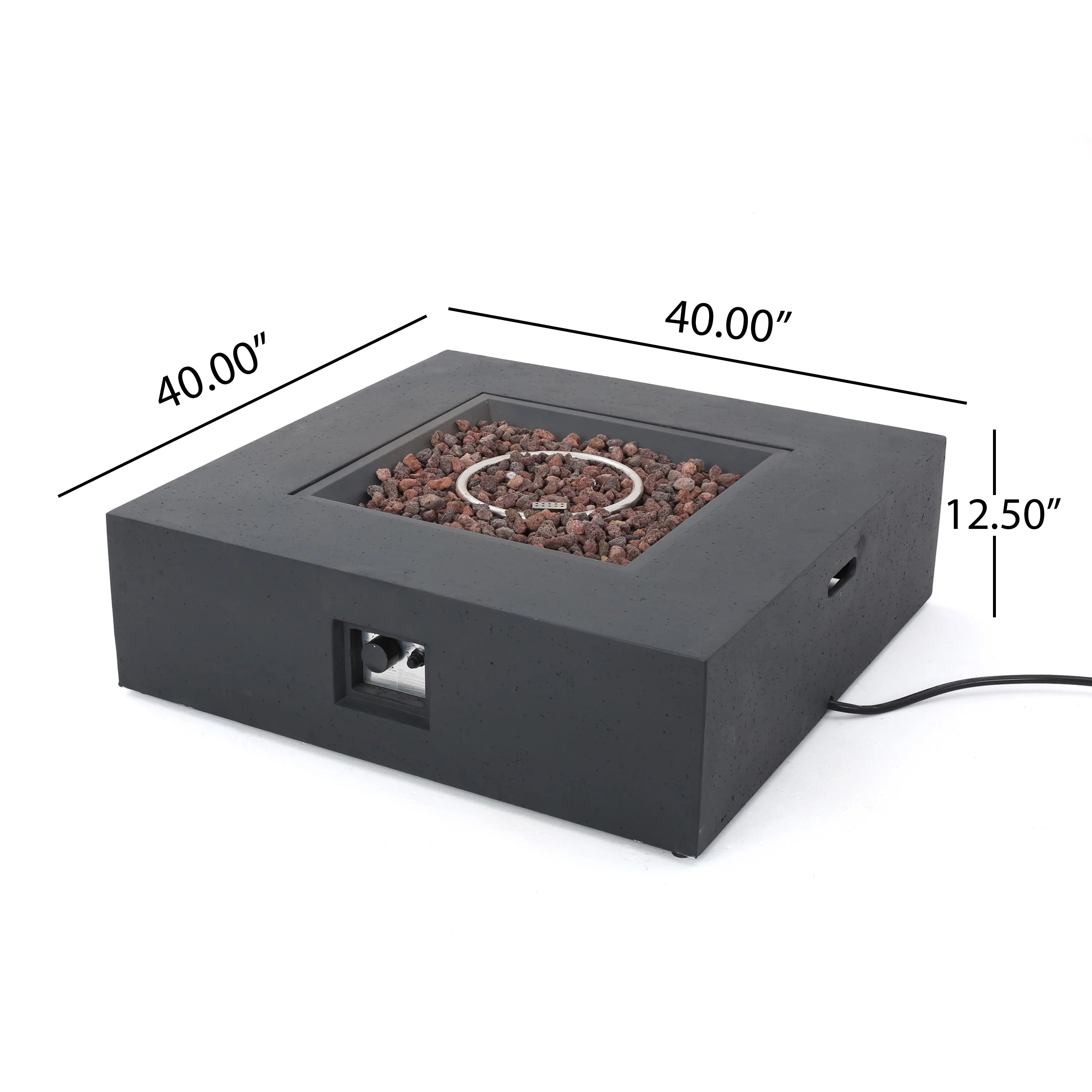 Outdoor 50000 BTU Propane Fire Pit, Dark Grey, with Tank Holder