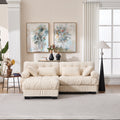 Sectional Sofa L-Shape Cloud Flannelette Beige 3 Seat 88 In 4 Pillows