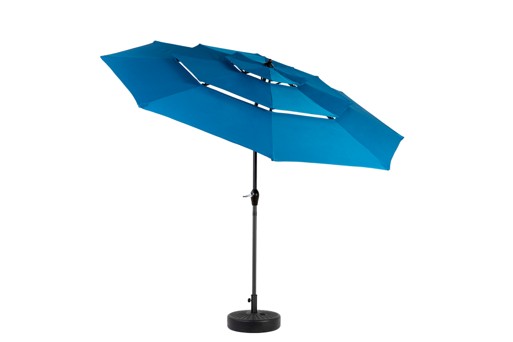 Patio Umbrella Auto Tilt 3 Tier Aluminum Dark Blue 10 Ft Crank