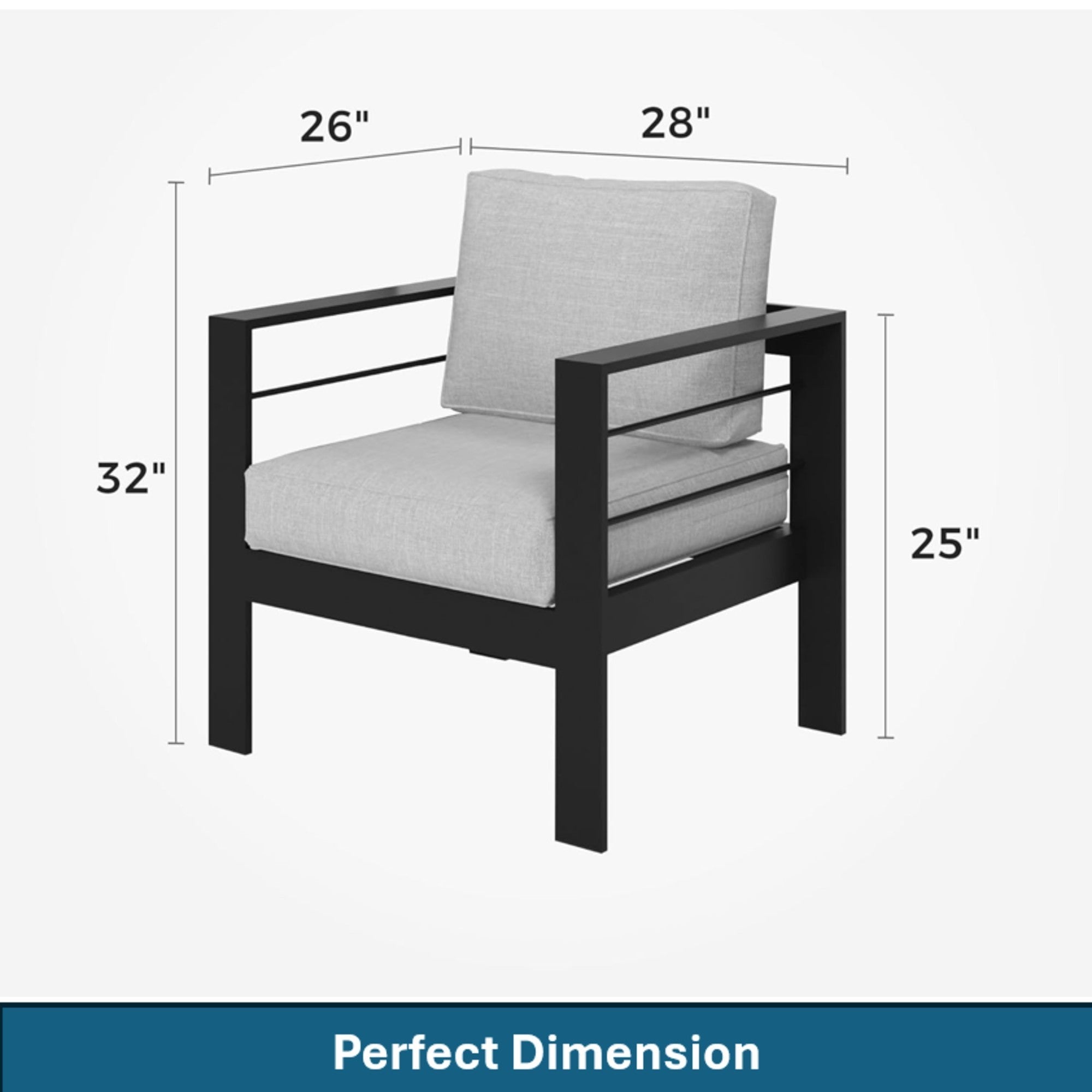 Outdoor Patio Set Aluminum Black Light Gray Olefin 5 Piece Seats 7