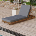 Outdoor Chaise Lounge Acacia Wood Dark Gray 6 Position Adjustable