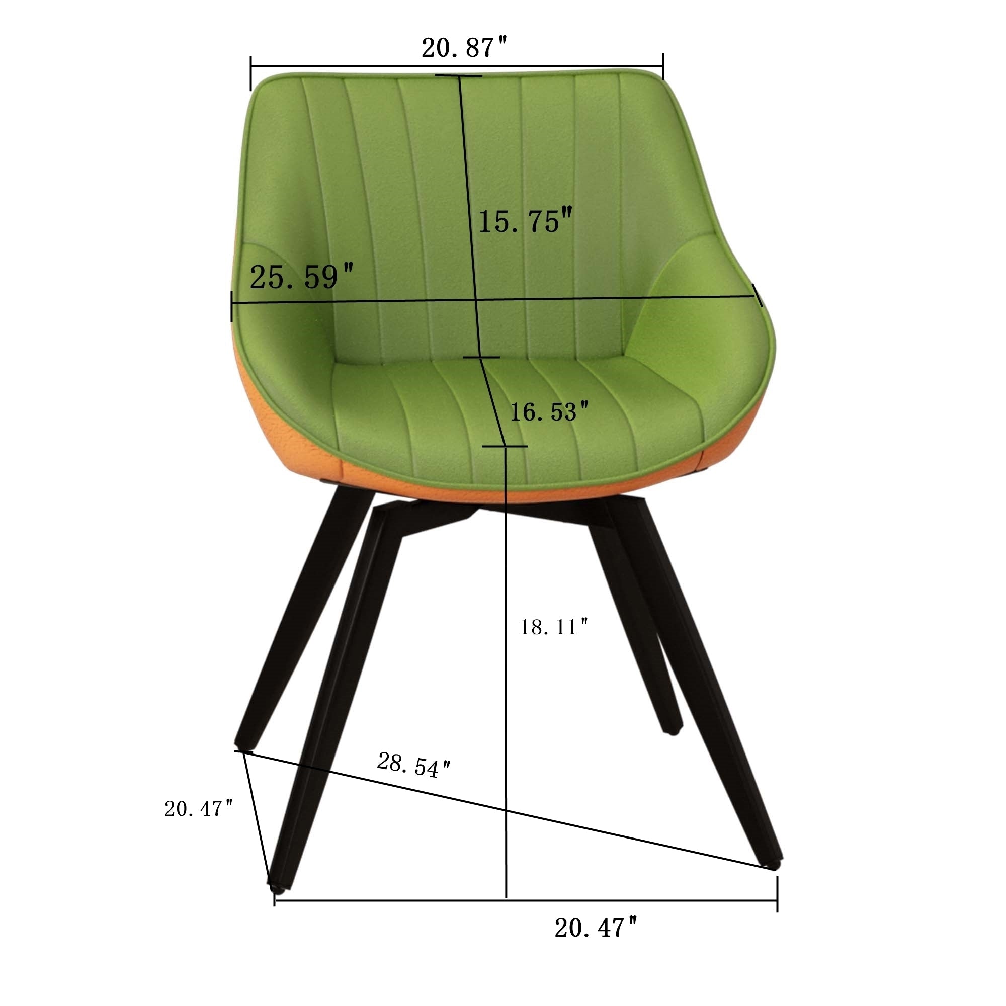 29.53 'MDF modern round coffee table and 2 PU dining chairs set, ring-striped