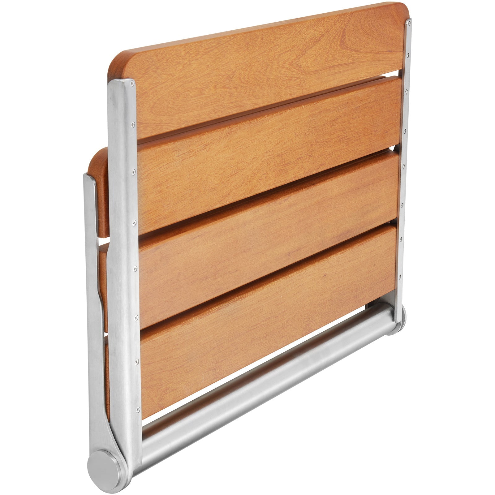 Shower Seat Folding Wall-Mounted Teak Wood 500 LB 20.9x16 In Space-Saving