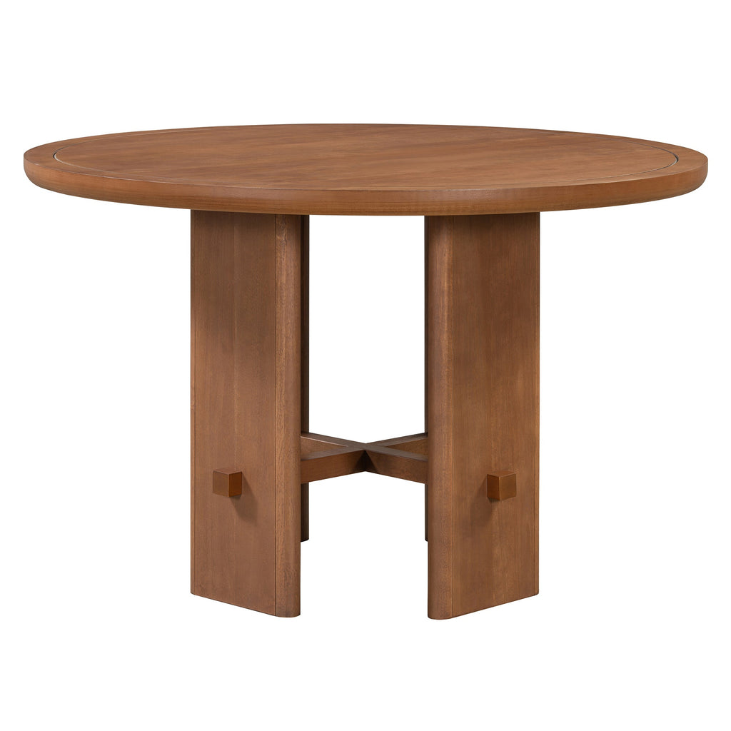 5-Piece Round Dining Table Set for 4, Minimalist Farmhouse Dining Table with 4