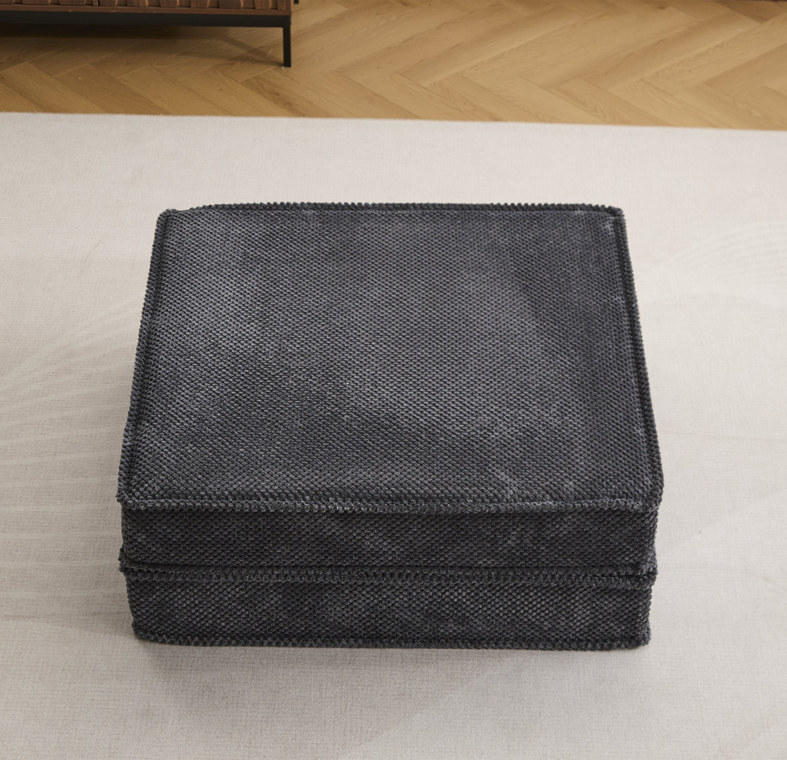 Floor Seat Modular Circle Fleece Dark Gray Ottoman 39 In