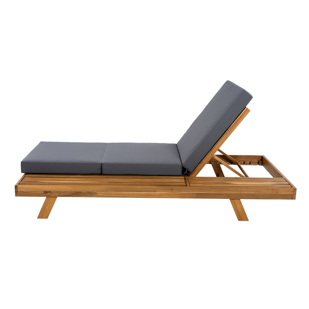 Chaise Lounge Acacia Wood Teak 79" 4 Position Adjustable
