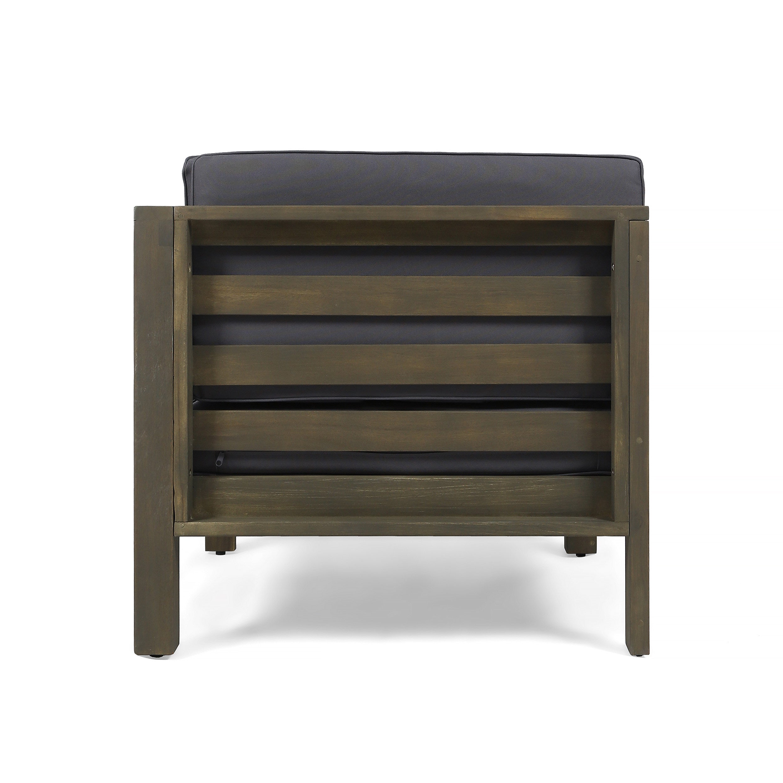 2-Piece Loveseat Set with Water-Resistant Cushions in Dark Grey Acacia Wood