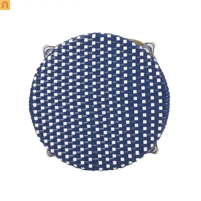 Outdoor Bar Stool PE Rattan 29.5" Navy Blue Set of 2