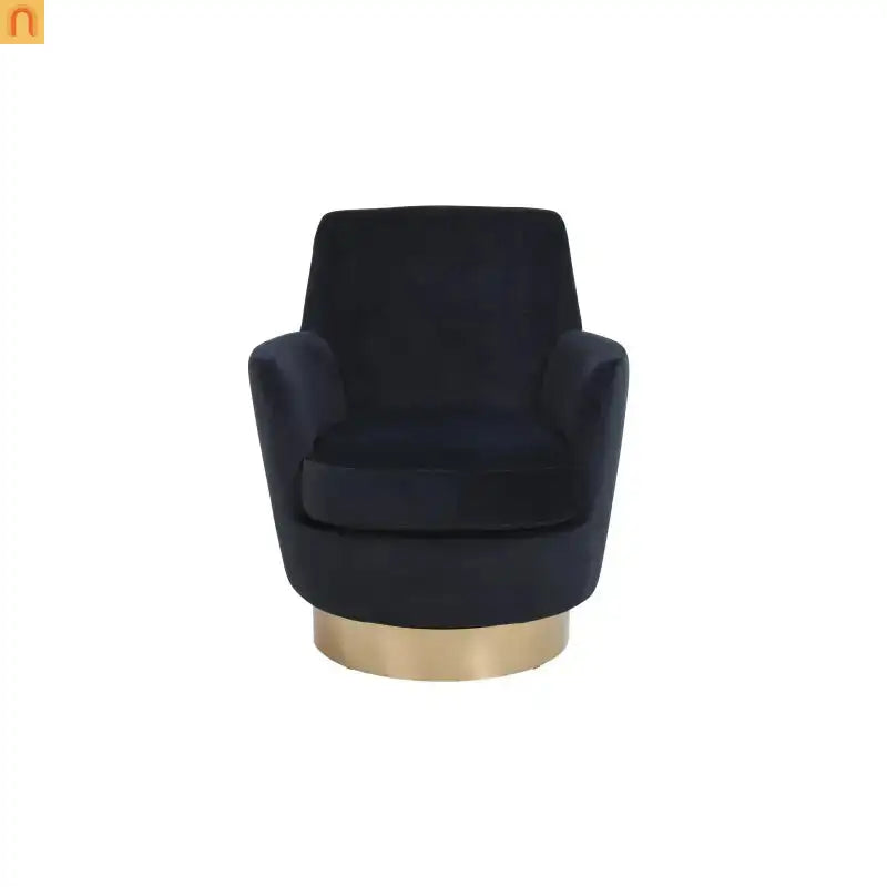 Accent Chair Barrel Swivel Velvet Charcoal Gold Base 300 lb 29in
