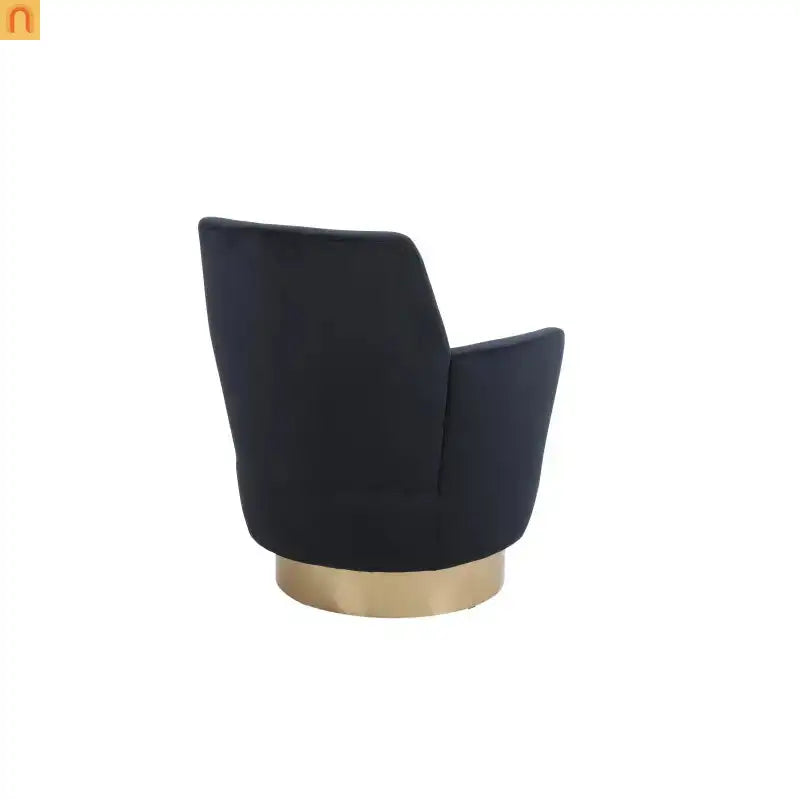 Accent Chair Barrel Swivel Velvet Charcoal Gold Base 300 lb 29in